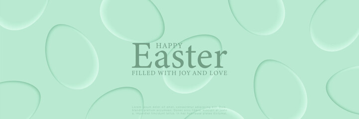 Lime Easter vector horizontal card with Easter eggs. Easter background, poster, banner