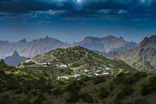 Landscape View Of Mountains Under The Dark Cloud From Jabal Daka, Mount Daka, As Shafa, Taif, Saudi Arabia 
