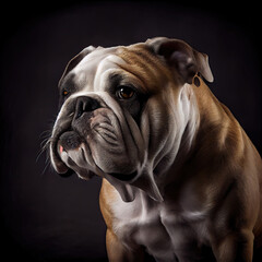 Wall Mural - Majestic Australian Bulldog Portrait with Dark Artistic Background