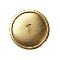 Wall Mural - 1 number icon golden button