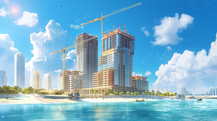 construction of a luxury housing complex on the seashore