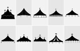 Fototapeta  - Circus silhouettes set, Circus tent festival icon vector illustration.