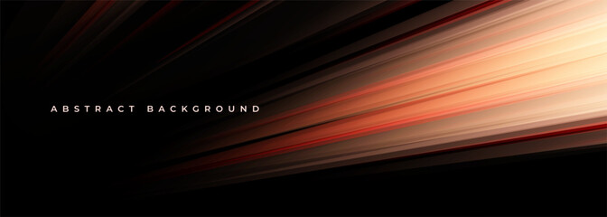 Poster - Black and orange modern abstract background with red glowing movement and high-speed light effect. Vector illustration