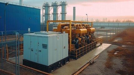Poster - A large diesel-powered generator. Generative AI.