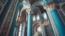 The Majestic Saint Petersburg Mosque With Its Blue Dome And Minarets
