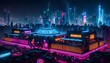 cyberpunk themed city