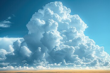 Wall Mural - A huge cumulus clouds, thunder heads, centered in frame from ground level. Generative AI.