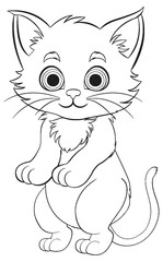 Wall Mural - Cute cartoon kitten with big eyes and whiskers