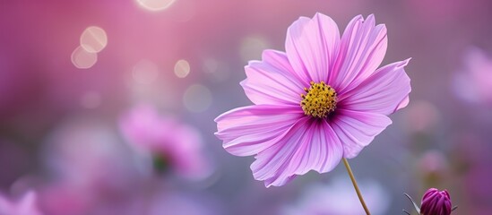 Sticker - Beautiful pink flower with soft blur background, nature botanical closeup concept