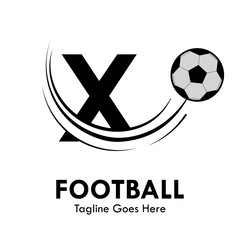 x Letter with football design logo template illustration