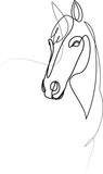 Fototapeta Konie - Horse portrait one line drawing. Vector illustration.