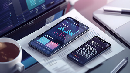 mobile app development process focused on business analytics and trend analysis.