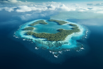 Wall Mural - Tropical atoll island in ocean