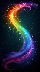 Wall Mural - Rainbow with sparkling stars coming out of it