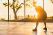 © mary_markevich - black man doing sports, playing basketball on sunrise, active lifestyle, sunny summer morning
