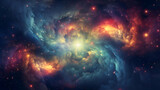 Fototapeta Perspektywa 3d - Cosmic space and stars. color cosmic abstract background. 3D rendering