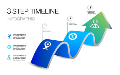 Wall Mural - infographic template 3 step for business direction, marketing strategy, diagram, data, growth, arrow