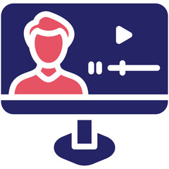 Sticker - Video Lecture vector icon illustration of Online Education iconset.