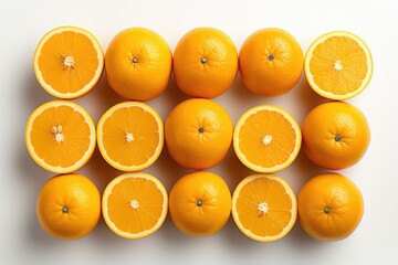 Wall Mural - Sliced of oranges isolated on white background Generative AI