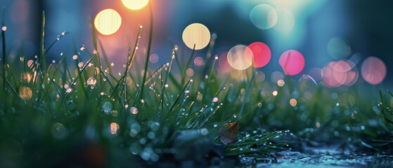 Wall Mural - nature, green, dew, leaf, meadow, grass, environment