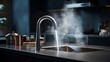 © yousaf - A Kitchen Sink With Steam Coming Out of the Faucet