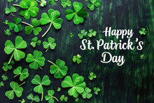 Saint Patrick´s Day card with shamrocks and text
