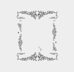 Wall Mural - hand drawn vector abstract outline,graphic,line vintage baroque ornament floral frame in calligraphi