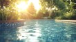 Sunny, dreamy pool with summer garden and swimming pool
