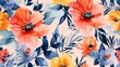 Summer floral design ideal for textiles and decor, reminiscent of unfinished watercolor paintings