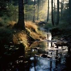 Poster - autumn forest river