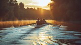 rowers paddling in beautiful river