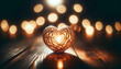 Heart shaped candle on a wooden ground. Romantic love and harmony wallpaper.