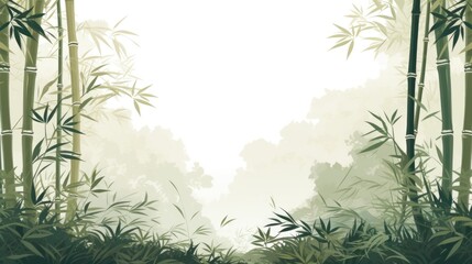 Poster - Background with bamboo forest in White color.