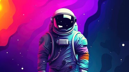 Wall Mural - illustration of an astronaut with universe background, generative ai