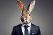 Man in a business suit with a rabbit's head. Generative AI