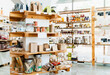 © nataliaderiabina - Zero waste shop interior. Wooden shelves with varieties of cosmetic products.