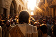 © Jason - Jesus standing in Jerusalem teaching a large crowd of followers
