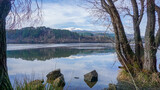 Fototapeta  - 01_Panorama from Pancharevo Lake to Cherni Vrah Peak, Vitosha Mountain, Bulgaria.