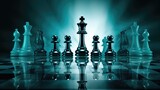 Fototapeta  - Background with chess pieces in Teal color