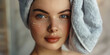 Beautiful young woman in spa salon, closeup, ai technology