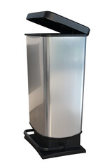 Wall Mural - Photo of a gray kitchen dustbin with a pedal isolated on transparent background png file