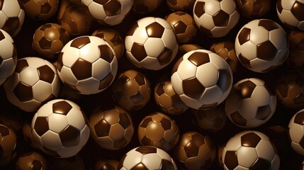 Wall Mural - Background with soccer balls in Brown color.