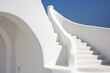 White Stairs Leading to Terrace in the Beautiful Mediterranean Island of Santorini, Greece