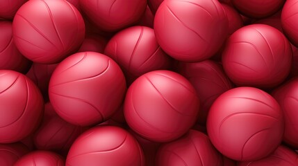 Wall Mural - Background with volleyballs in Cherry Red color.