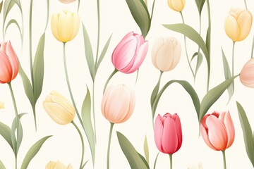 Sticker - A beautiful bunch of pink and yellow tulips on a white background. Perfect for adding a touch of color and elegance to any project