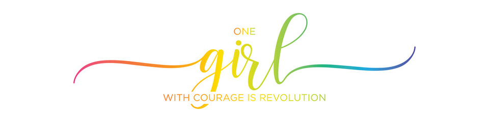 Wall Mural - One girl with courage is revolution - International women's day, Calligraphy brush text banner with transparent background