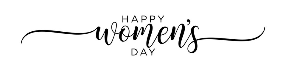 Wall Mural - Happy women's day - International women's day, Calligraphy brush text banner with transparent background