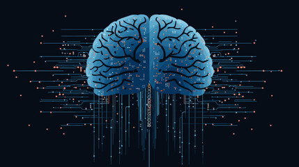 Abstract binary code forming the shape of a brain  symbolizing the cognitive aspects of computer science. simple Vector Illustration art simple minimalist illustration creative