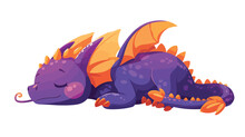 Cute Fairy Tale Dragon Sleeping, Relaxing.