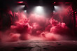Red smoke stage studio. Abstract fog texture.